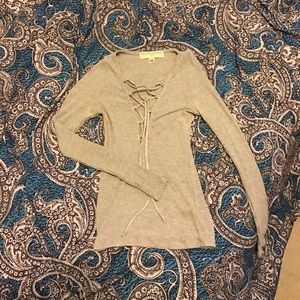 Urban Outfitters Grey Long Sleeve Knit Top